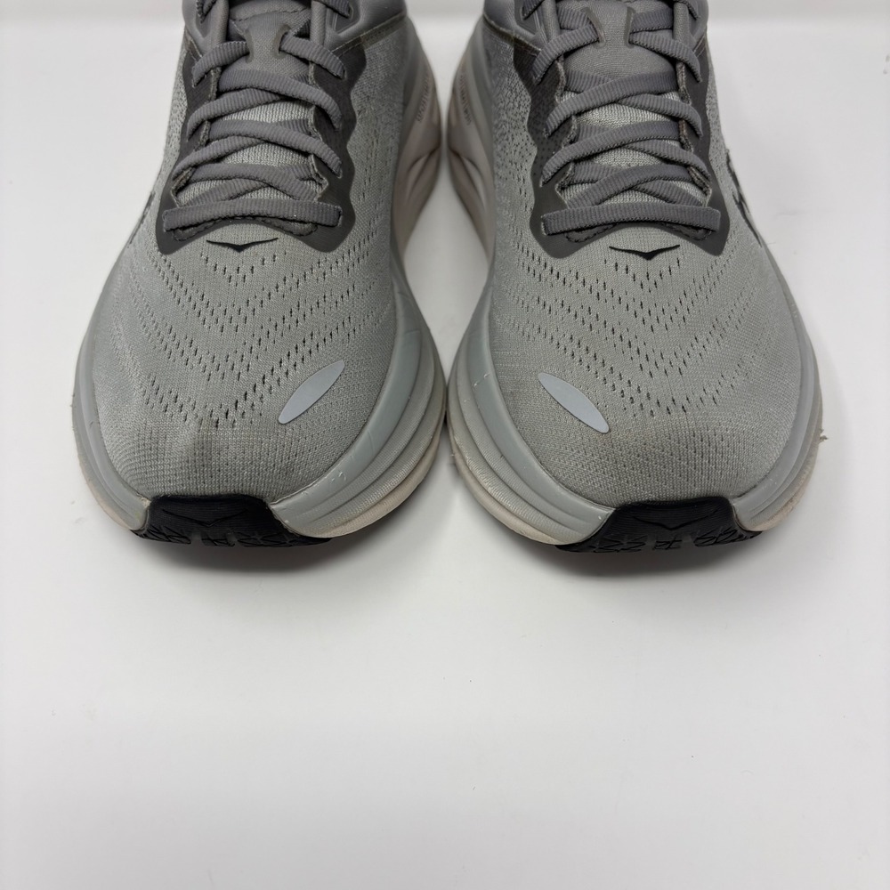 Hoka Bondi 8 Mens Size 9.5 Grey White Athletic Running Shoes (1123202 SHMS) - Picture 4 of 8